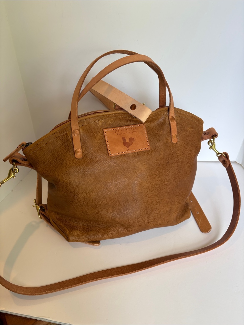 Meanwhile Back On The Farm Convertible Backpack 2.0. Leather Tote Crossbody New - Picture 2 of 11